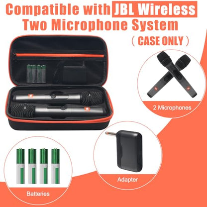 Coitak Wireless Microphone Case for JBL Wireless 2 Mic System, Box Only | Handheld Dual Mic Case, 2 Mic Foam Covers, Portable Storage Bag, Box Only