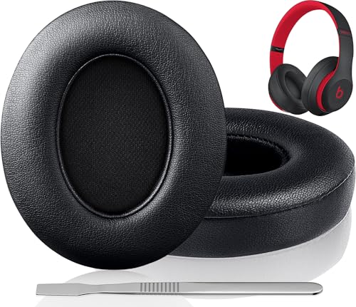 FEYCH Beats Studio Replacement Earpads for Beats Studio 3 &Beats Studio 2 (B0500/ B0501) 2 Pieces Noise Isolation Comfortable Memory Foam Ear Cushions (Black) - color: Black