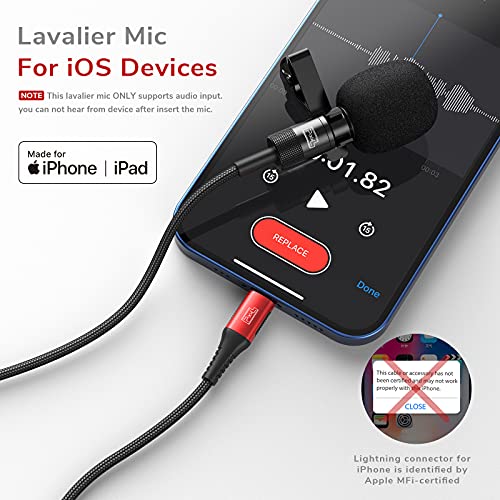 PIXEL Microphone for iPhone iPad(Apple MFi-Certified) from Mic for iPhone Live Streaming Vlogging | External Microphone for iPhone Video Recording, Compatible with Apple Lightning Devices (5ft) - size: 1.5m