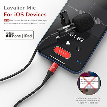 PIXEL Microphone for iPhone iPad(Apple MFi-Certified) from Mic for iPhone Live Streaming Vlogging | External Microphone for iPhone Video Recording, Compatible with Apple Lightning Devices (5ft) - size: 1.5m