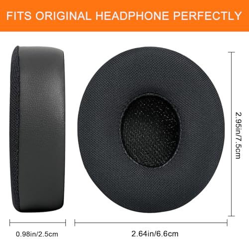 GVOEARS Ear Pads Replacement for Beats Solo 2 Solo 3 - Cooling Gel Earpad | Cushions for Solo 2/3 Wired Wireless Headphones Covers with Noise Isolation Memory Foam (Black) - color: Black Cooling