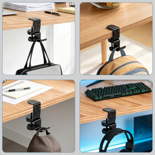 MYITYARD Clamp Mug Hooks Under Desk, Clip On Hook Cup Holder | Desktop Hanging Headphone Hook for Office, Computer Desk, Student Class Desk, Cabinet - color: Desk Hooks