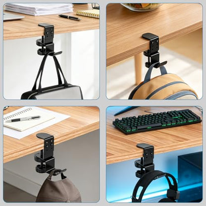 MYITYARD Clamp Mug Hooks Under Desk, Clip On Hook Cup Holder | Desktop Hanging Headphone Hook for Office, Computer Desk, Student Class Desk, Cabinet - color: Desk Hooks