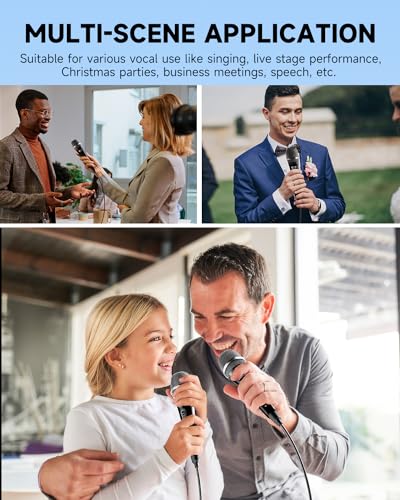 Moukey Karaoke Microphone, Dynamic Microphone with 13 ft Cable, Metal Handheld Cardioid Wired Mic, XLR Microphone for Singing, Compatible w/Karaoke Machine/PA System/Amp/Mixer, Black