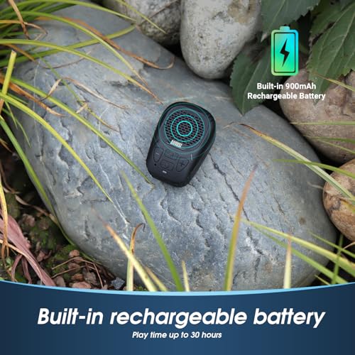 August MS550 Portable Bluetooth Speaker with Magnetic Clip On, Microphone | 30H Playback, IP56 Waterproof, Micro SD for MP3, Hands Free Calling, Outdoor Speaker for Cycling Hiking Camping