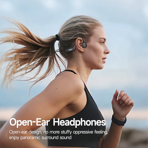 esonstyle Swimming Headphones Underwater - IP68 Waterproof | Bone Conduction Headphones Bluetooth 6.0,Bone Conduction Earbuds with 8G MP3 for Swimming Running Cycling Sports - color: Black