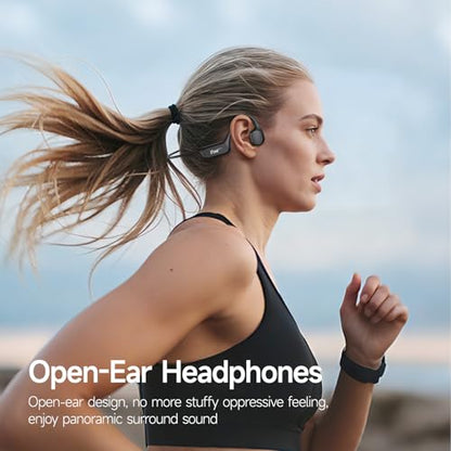 esonstyle Swimming Headphones Underwater - IP68 Waterproof | Bone Conduction Headphones Bluetooth 6.0,Bone Conduction Earbuds with 8G MP3 for Swimming Running Cycling Sports - color: Black