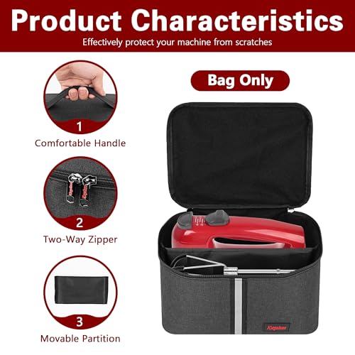 Hand Mixer Carrying Bag for KitchenAid Mixers - Compatible with 5/6/7/9 Ultra Power Speed Models, Travel Storage Box with Handle for Mixer Accessories (Case Only)-Dark Gray