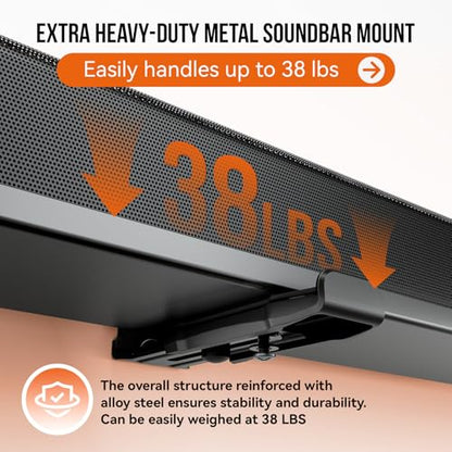 Soundbar Wall Mount Bracket for Samsung, Sony, LG, Vizio, Bose, JBL and More Sound Bar Mounts Under TV, Depth Adjustable 3.8”-6.5”, Hold up to 38 lbs, Soundbar Shelf, Black
