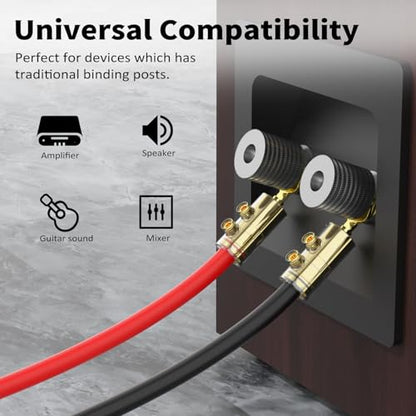 Preffair 24k Gold Plated Y Spade Plug 8-14 AWG Gauge Size 4mm Speakers Amplifier Hi-Fi AV Stereo Home Theatre Audio Wire Cable Double Screw Connector, 4 Pcs/2Pairs (Gold Plated, SY1538) - color: Gold Plated, size: SY1538