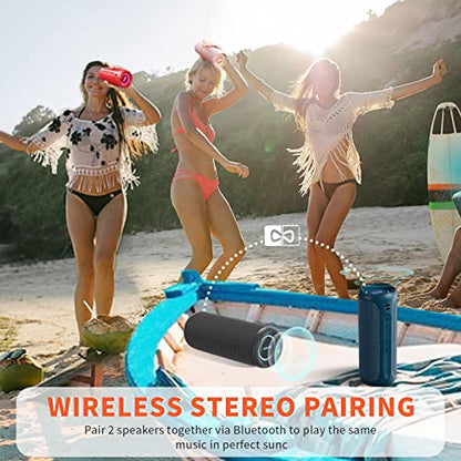 SOWO Portable Bluetooth Speaker, IPX7 Waterproof Wireless Bluetooth Speaker | Bassboom Technology, 25W Loud Stereo Sound, LED Light with TWS Pairing, 16H Playtime for Home and Outdoor -Blue - color: Blue