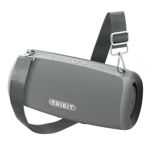 Tribit StormBox Lava Bluetooth Speaker, 80W Loud Sound, 24H Playtime, Gray | IP67 Waterproof, BT5.4, XBass, Custom EQ, TWS Pairing, Portable, Wireless, Built-in Mic, Party, Home, Outdoor, Camping, Beach - color: Gray