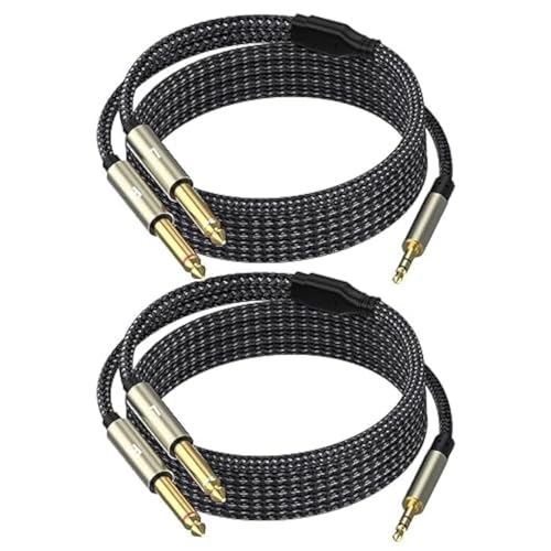 3.5mm Stereo Cable, Audio Cord, 3.3FT, 2Pack, 1/8 TRS to Dual 1/4 TS Mono, Y Splitter Stereo Cord Adapter Compatible with iPhone, PC, CD, Speaker, Home StereoSystem - size: 3.3 FT - 2pack, style: 3.5mm (1/8") TRS to Dual 6.35mm (1/4") TS Mono