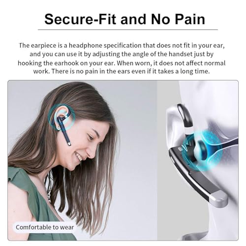 Wireless Headset Business Earpiece 30Hrs Playtime with 450mAh Charging Case Built-in Mic Noise Cancelling Headphone Handsfree Sports Earphone for Android iOS Driving Trucker Driver Business Office - color: Black