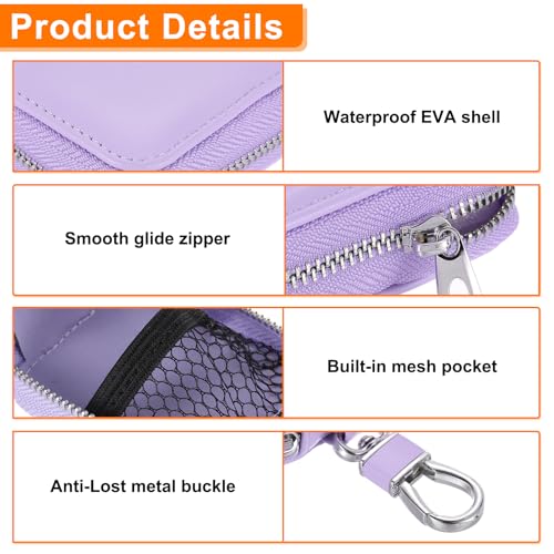 HARFINGTON Earbuds Cases, Earphone Case Holder, PU Leather Ear Buds Case Zipper Organizer Small with Mesh Pocket for USB Cable, Wireless Wired Earphones, Purple - color: Purple