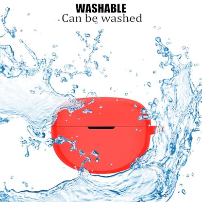 [3 in 1] TSVSXS Silicone Case Compatible with Bose Ultra Open Earbuds, Soft Protective Cover for Bose Open Ear Wireless Earbuds with Cleaning Kit Keychain - color: Red