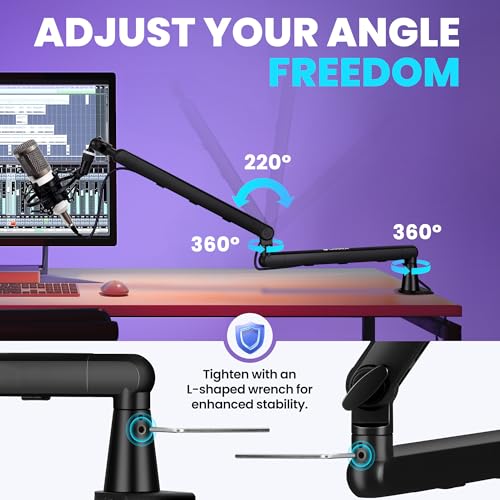 CAHAYA Table Microphone Arm - Podcasting and Streaming Metal Adjustment