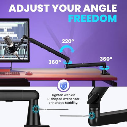 CAHAYA Table Microphone Arm - Podcasting and Streaming Metal Adjustment