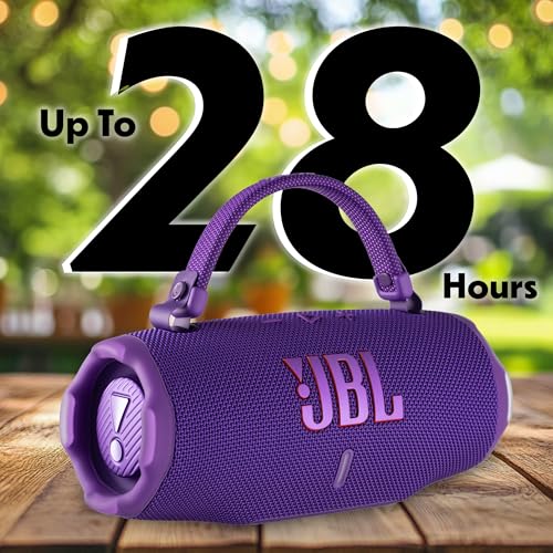 JBL Charge 6 Portable Bluetooth Speaker (Purple) | IP68 Waterproof, DustProof, and DropProof, Outdoor Wireless Audio |28Hrs Playtime + Travel Case Bundle - color: Purple