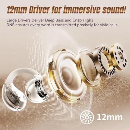 King Lucky i121 Open Ear Clip On Earbuds Wireless Bluetooth Ear Clip Headphones with Mic,Noise Cancelling, Waterproof IPX4,for Small Ears,Perfect for Running,Sports,Glasses Wearers (02-White) - color: 02-White