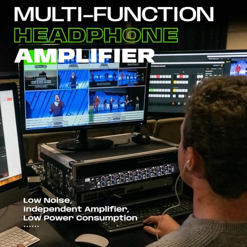 Bolanle PH8000 8-Channel Headphone Amplifier, High-Power Stereo Distribution Amp with Independent Volume Controls, 1U Rackmount for Studio Recording, Live Sound, Broadcasting, and Multi-User Monitorin - size: PH8000