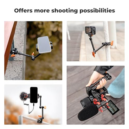 K&F CONCEPT 9.8" Magic Arm Clamp Kit with 1/4" & 3/8" Thread Screw | 360° Ball Heads Magic Arm with Tripod Mount Adapter for Gopro/LED Lights/Monitor/Flash/Microphone/DSLR Camera, MS32 - style: 9.8" with Adapter