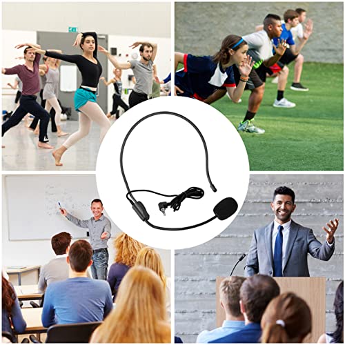 Microphone Headset, 3.5mm 1.05m Cable Head Mounted Wired Microphone for Voice Amplifier Teachers Speakers Coaches Presentations Seniors
