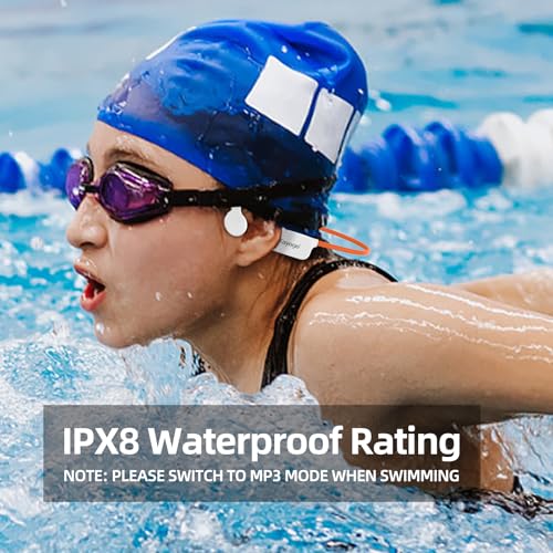 Tayogo IPX8 Waterproof Bone Conduction Bluetooth Headphones – Open-Ear 3-in-1 Bluetooth + FM + Receiver, 15H Playtime, Swim/Running/Cycling Wireless Headset,Compatible T6 Transmitter - color: White