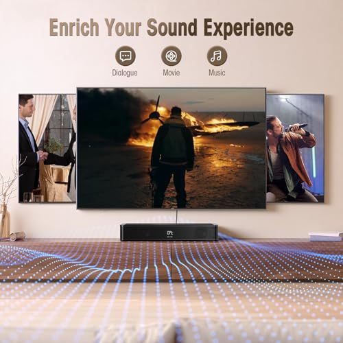 BESTISAN 2.1ch Sound Bar with Built-in Subwoofer, 120W Peak Power, HDMI ARC/Opt/AUX/USB/Bluetooth 5.3, 3 EQ Modes & Volume Boost, 16.5" All-in-One for TV/PC/Gaming/Projector - size: 16.5 inch