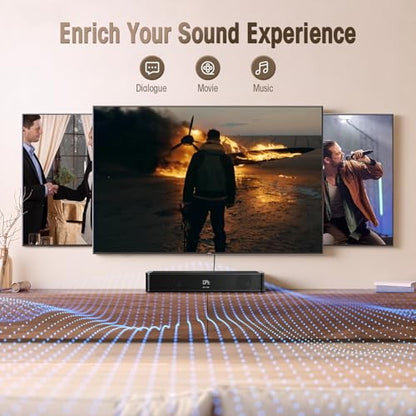 BESTISAN 2.1ch Sound Bar with Built-in Subwoofer, 120W Peak Power, HDMI ARC/Opt/AUX/USB/Bluetooth 5.3, 3 EQ Modes & Volume Boost, 16.5" All-in-One for TV/PC/Gaming/Projector - size: 16.5 inch