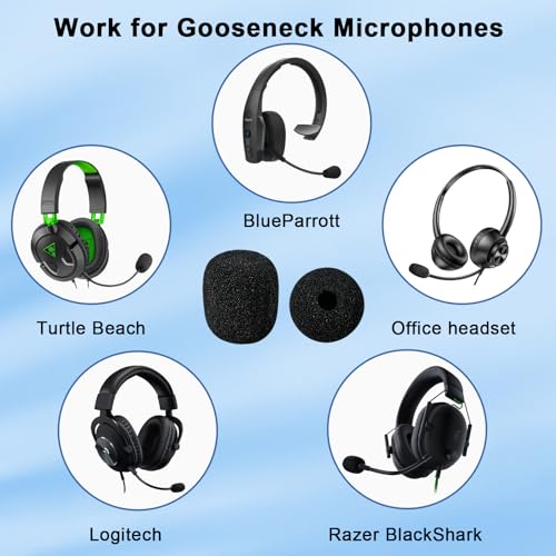 Headset Mic Cover Replacement Microphone Windscreen for Headphones(10 Pack) | Foam Mic Cover, Pop Filter for BlueParrott B250 B350 B450 B550 B650 S450 Turtle Beach Recon 50 Razer BlackShark V2 X Headsets