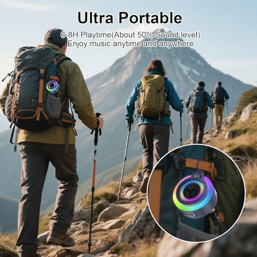 Bluetooth Shower Speaker Stereo Sound with Suction Cup, Built-in Mic | Portable Bluetooth Speaker with Lanyard, IPX7 Waterproof Wireless Speakers Bluetooth 5.4 for Bathroom/Party/Beach/Gift, Blue