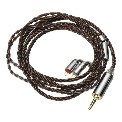 IEM Earphone Cable 1.2M Long, 28AWG 4-Cores High Purity HiFi in Ear Cable Silver-Plated Extension Wires for Replacement Ananda Arya HE400SE, Black Brown (2.5mm, 2PIN)