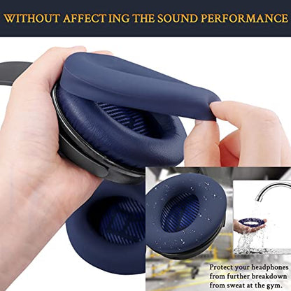 SOULWIT Replacement Kit for Bose QuietComfort QC35/QC35 ii Over-Ear Headphones, Ear Pads Cushions + Headband + Silicone Earpads Cover Protector - Blue - color: Blue