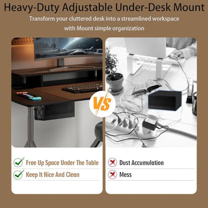 Adjustable Under Desk Mini PC Mount Bracket Holder for PCS or NAS,Heavy-Duty Adjustable Under Desk Mount for Desktop NAS 1/2/4(Network Attached Storage),CPU,Mini PC,UPS,SFF Desktop Tower,Xbox Series X - size: Large