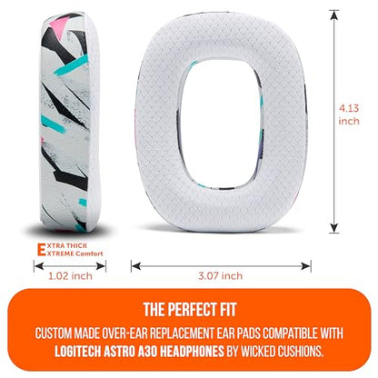 WC Freeze A30 - Cooling Gel Earpads for Logitech Astro A30 - color: 90's White