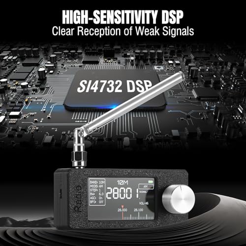 Raddy Mini All-Band DSP Radio, Si4732 Pocket FM/SW/MW/VHF Receiver | LSB/USB modes, 1.9-inch color screen, headphone amp, telescopic & donut antenna