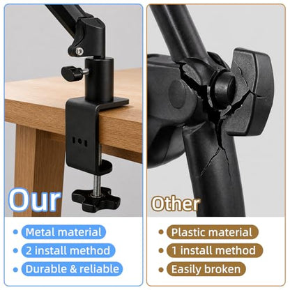 Desk Clamp for Microphone, Heavy-Duty Metal Mic Boom Arm C Clamp | 2 Way Mount 12mm Hole Table Clamp for Magnifying Light, Phone and Tablet Stand, Lamp Base, Fits Up 5.5cm Desktop Thickness - size: XZ007