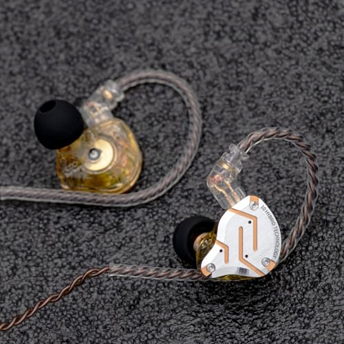 Linsoul KZ ZS10 Pro, 4BA+1DD 5 Driver in Ear Monitor, HiFi Wired Earbuds, Gaming Earbuds, Hybrid IEM Earphones with Stainless Steel Faceplate, Detachable Cable for Musician(Without Mic, Glare Yellow) - color: Glare Yellow, style: Without Mic