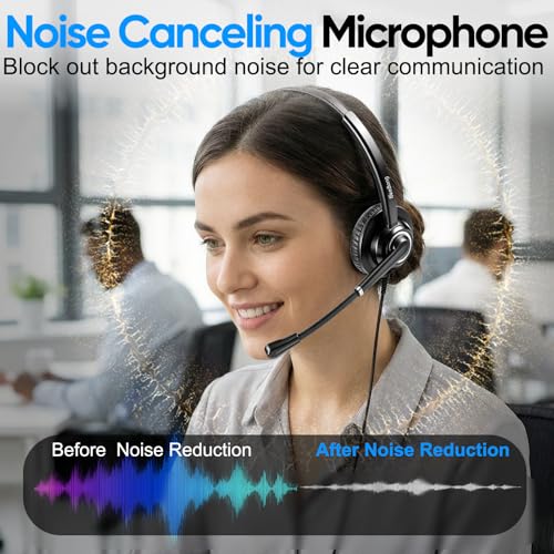 Telephone Headset with Microphone Noise Canceling for Cisco Landline Phone, Call Center Office Deskphone Headset with Phone Jack RJ9 for Cisco 6941 7841 7942 7960 7961 7962 7965 8845 8945