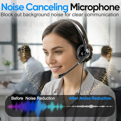 Telephone Headset with Microphone Noise Canceling for Cisco Landline Phone, Call Center Office Deskphone Headset with Phone Jack RJ9 for Cisco 6941 7841 7942 7960 7961 7962 7965 8845 8945