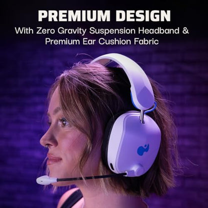 PDP Phantom Air Dual-Mode Wireless Gaming Headset for PlayStation: PS5, PS4, PC, Bluetooth Compatible, Rechargeable 35-Hour Battery, 50mm Drivers, On-ear Headphone Controls, Officially Licensed, White - color: White, style: PlayStation