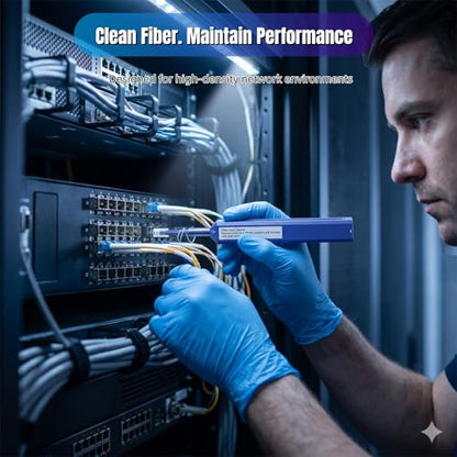 Fiber Pen Cleaner for LC/MU Connectors, 1.25mm UPC/APC Ferrule Cleaner, One-Push Fiber Optic Cleaning Tool with Extendable Probe (2.38” to 3.63”), 800+ Cleans per Unit, Anti-Static - 10 Pack - size: 1.25mm