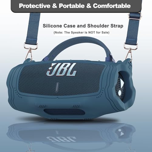 JCHPINE Silicone Cover and Carrying Case for JBL Charge 6 Bluetooth Speaker | Accessories for JBL Charge 6 AI Sound Bluetooth Speaker Protective Cases with Shoulder Strap (Blue) - color: Blue