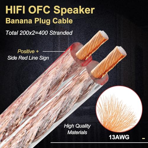 UCINNOVATE 2 Pack 2m HiFi Speaker Wire with Jumper Spade, 13AWG 6.56FT Speaker Jumper Cable Cord Bridge with Gold-Plated Banana Plugs for Audio Amp Terminal Amplifier HiFi System Home Theater - style: 2x 2m Speaker Jumper Cables