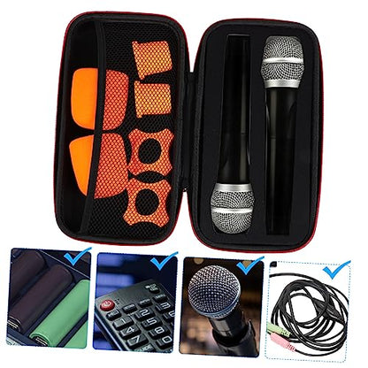 Microphone Storage Case Bag with Dual-sided Mesh Pocket