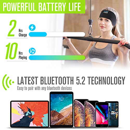 LC-dolida Sleep Headphones Wireless Bluetooth Headband Headphones for Sleeping Music Band Cozy Sleep Mask with Thin HD Stereo Speakers Perfect for Side Sleepers(Black New) - color: Black and Green