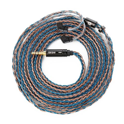 keephifi 6ft ZS10 Pro IEM Cable 3.5MM, KBEAR ST16-Plus 2m 16-Strand Silver-Plated Upgrade Braided Headphone Extension Cable Gold-Plated Plug for KZ Edx Pro/Castor/DQS/ZAS/AS16/AS16 PRO/PR1 - color: BrownBlue, style: 3.5 QDC