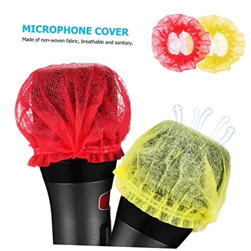DECHOUS 50-Pack Disposable Non-Woven Microphone Covers Mic Windscreen for Karaoke and Stage Use Sanitary Protection for Handheld Microphones