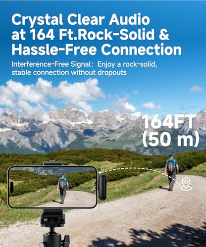 Wireless Lavalier Microphone for iPhone,AI Noise Cancelling,Lapel Mics with USB-C/Lightning Plug,Magnetic Mic,40H Battery Life for iPhone17/16/15/Android/PC/Tablet,Case for Stream,Vlog,TikTok,YouTube